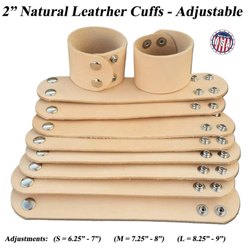 2 inch wide leather cuffs natural