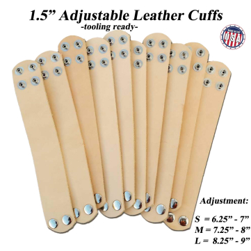 leather cuffs natural tooling leather 1.5 inch