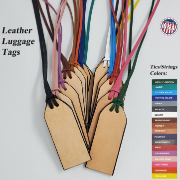 5 Pack Luggage Leather Tags – Colored Edges – Pitka Leather