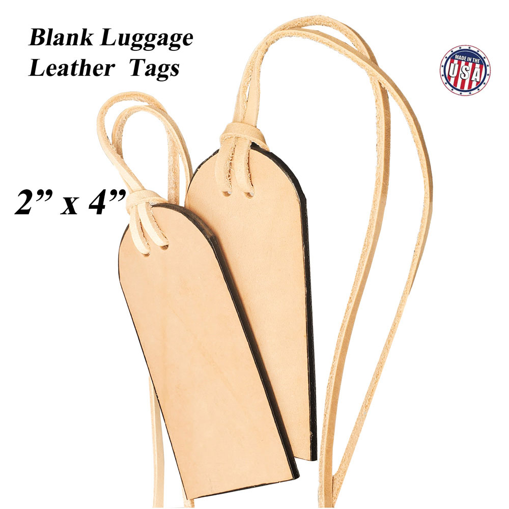 2 Pack Luggage Leather Tags – Colored Edges – Pitka Leather