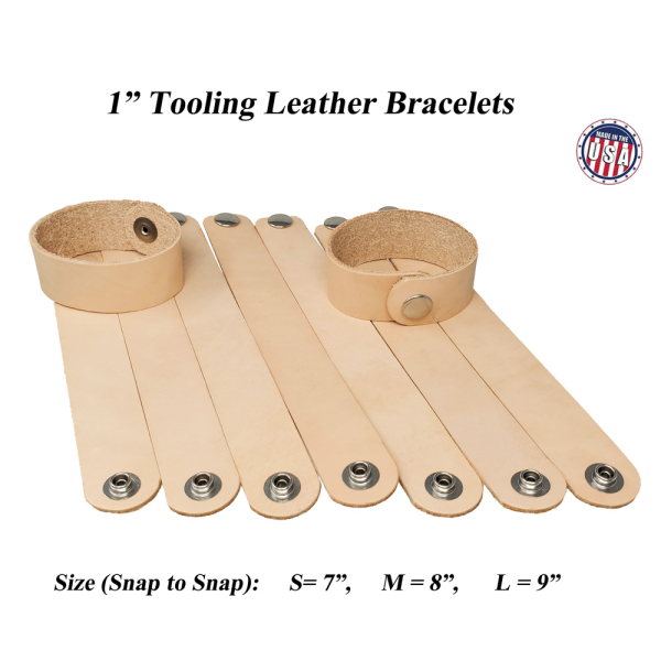 1 inch natural leather bracelets - wristbands tooling ready