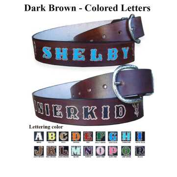 custom leather belt dark brown personalized