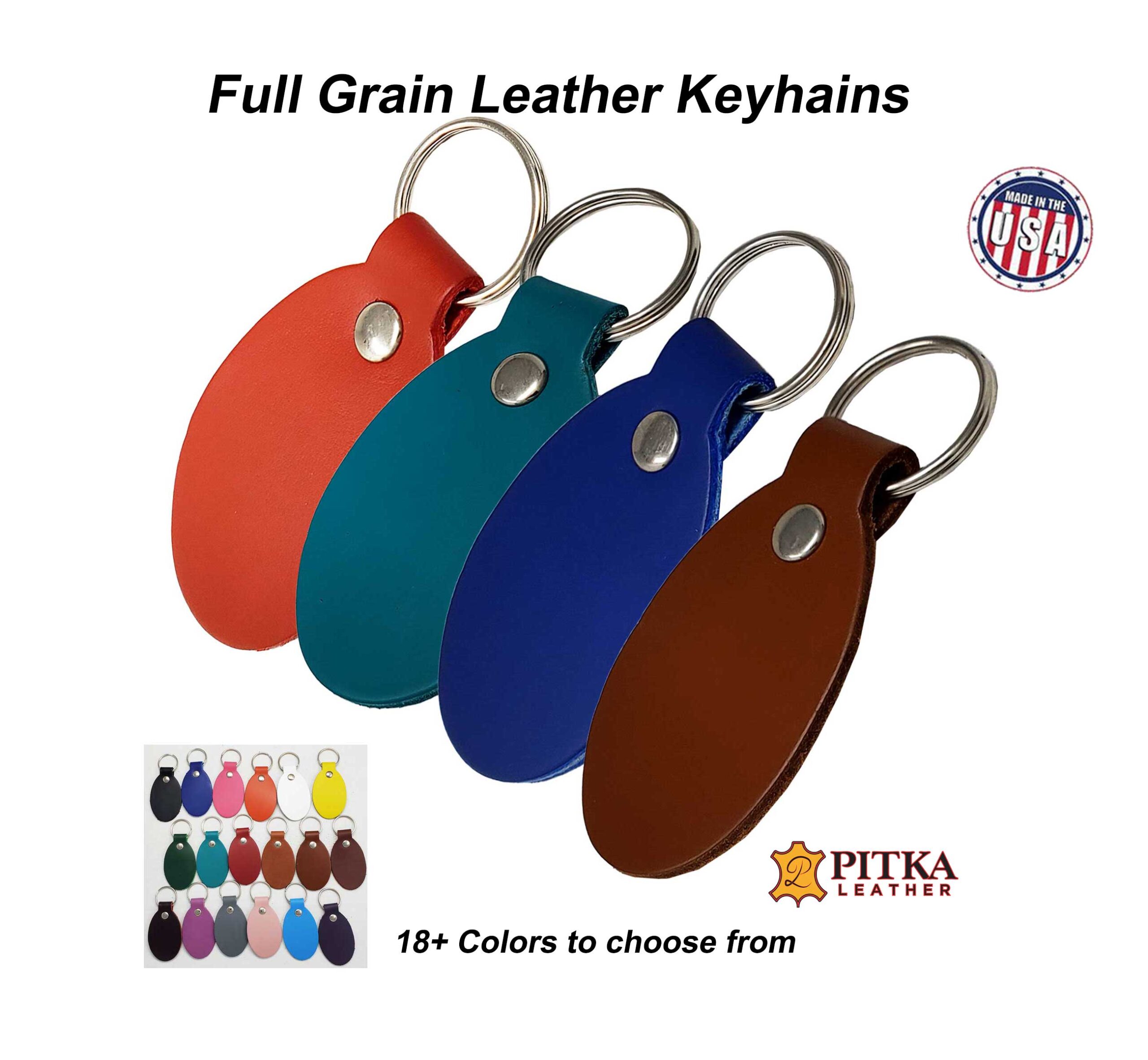 Leather Keychains Engraving Ready  10 Packs Full Grain Blank Leather  Keyrings – Pitka Leather