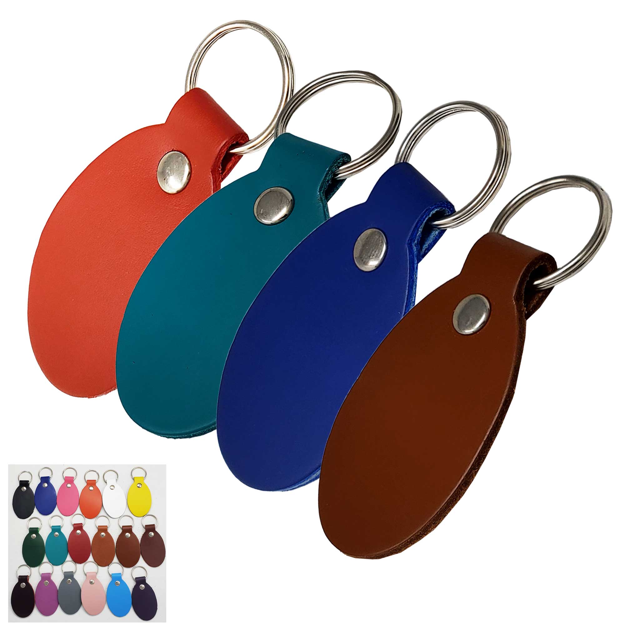 10 Pack Leather Keychains - Tooling/Engraving Ready Natural Blank KeyFobs