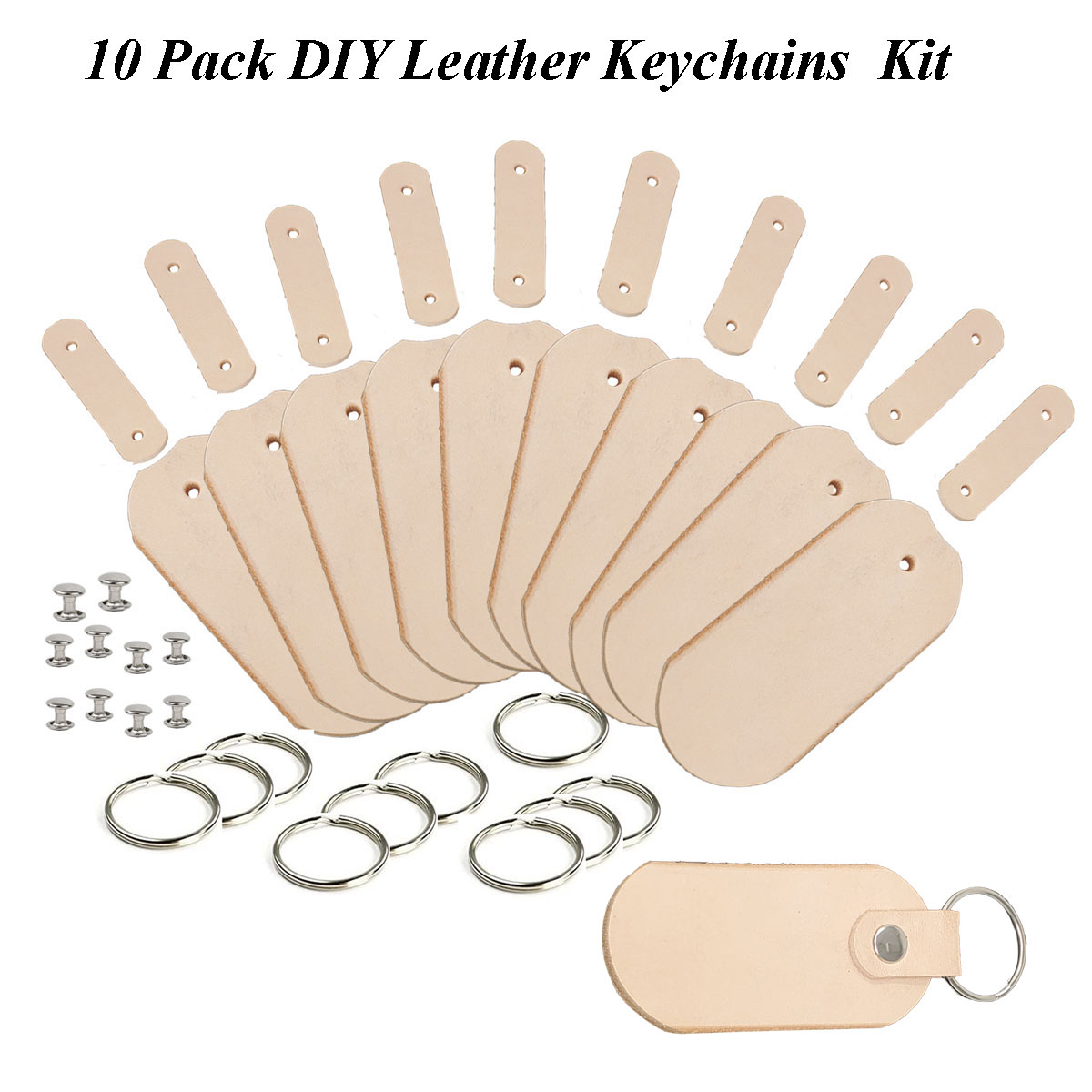 Blank Leather Keychains Pitka Leather Natural Vegetable Tanned Leather Key Fobs Decorating Ready Engraving 8 Pack Keyrings Stamping 