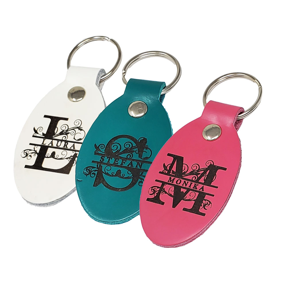 Personalized Monogramed Leather Keychains