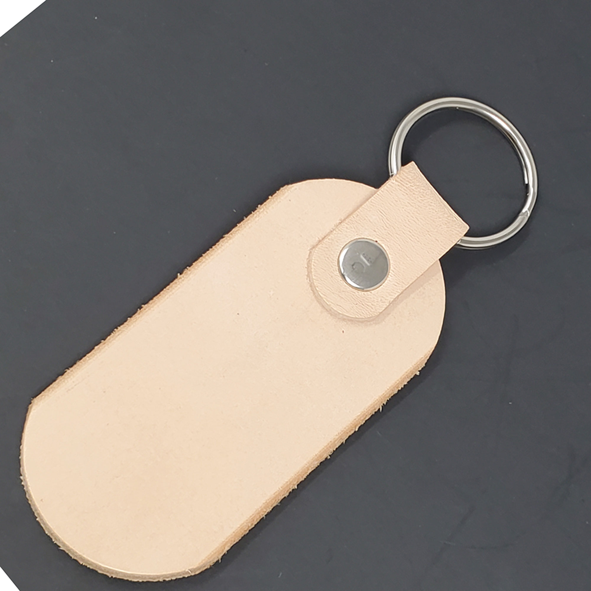 10 Pack Natural Leather Keychains - Blank Stamping Ready Keyrings