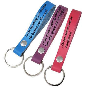 bible verse leather keychain laser engraved